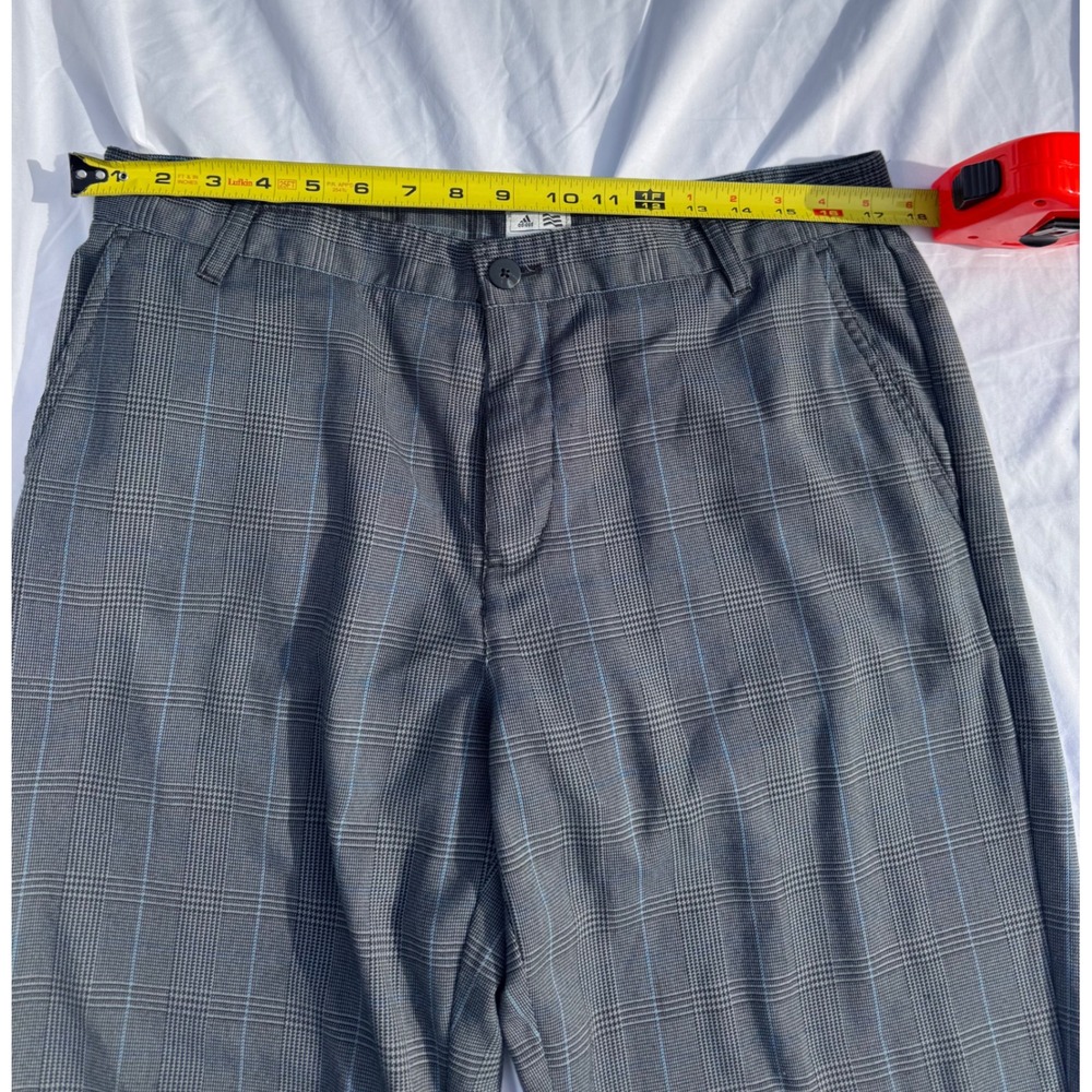 Adidas Mens Grey Glen Plaid Golf Pants 34x30 Blue Check Straight Leg Trousers - Picture 4 of 11
